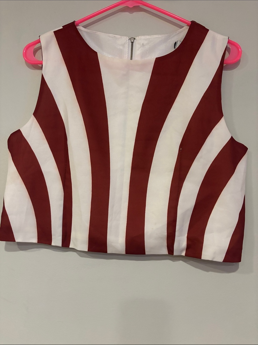 Striped Red & White Sleeveless Crop Top